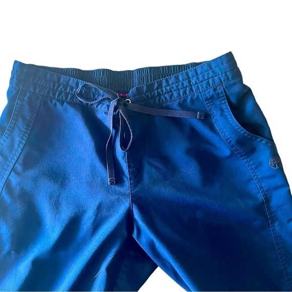 Purple Label medical pants rich blue elastic waist split ends pockets Women M - Picture 7 of 14